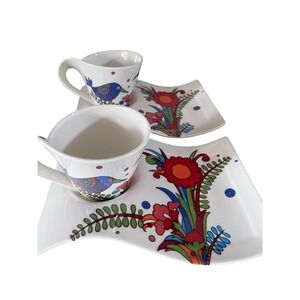 Villeroy & Boch New Wave Acapulco Espresso Cup Saucer Set 4pc Multi Excellent